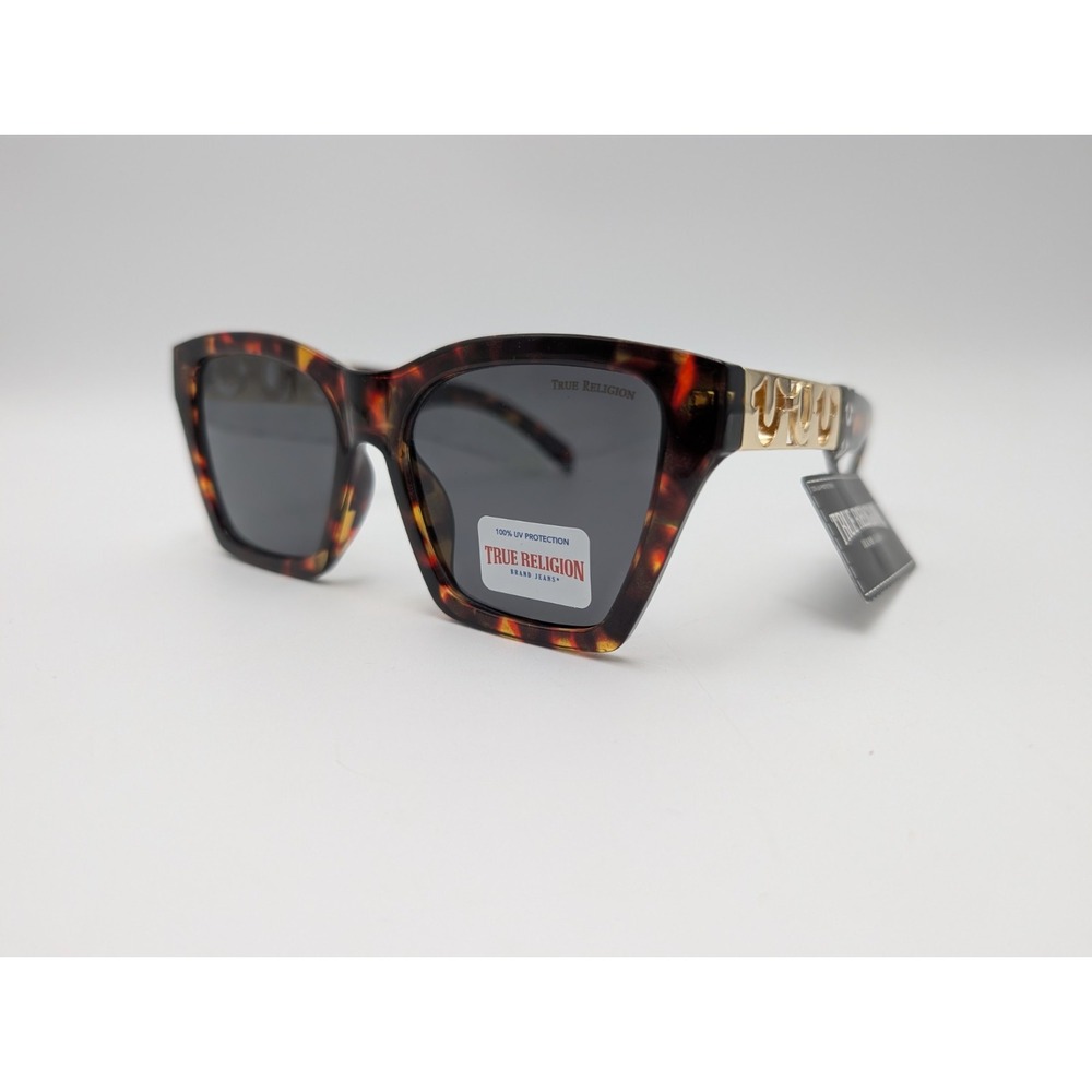 NWT Original TRUE RELIGION Square Sunglasses‎ Classic Acetate Gold Logo